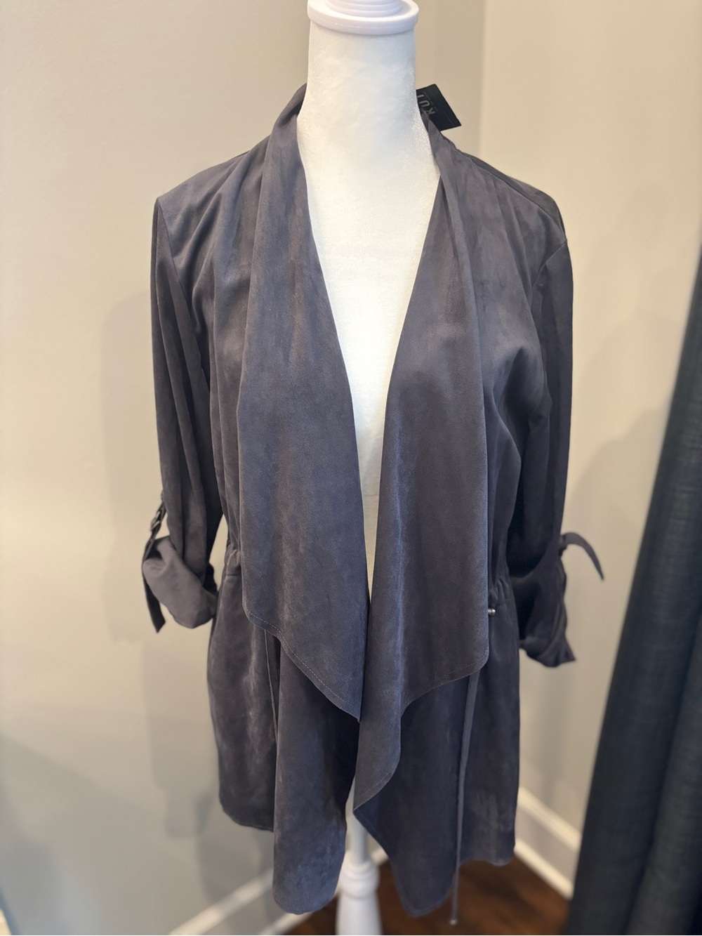 Kut from the Kloth Charcoal Draped Trench Coat - suede feel